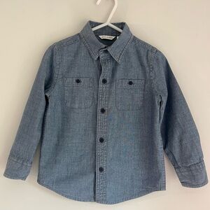 Janie and Jack Long-sleeved Denim Chambray Buttoned Shirt Size 2T